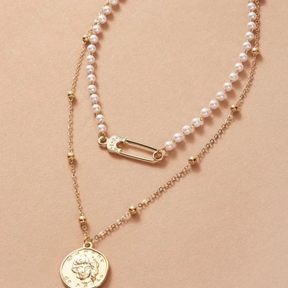 LAST! Gold layered safety pin pearl choker neon - Picture 2 of 6